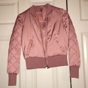 NWOT H&M pink satin bomber jacket
